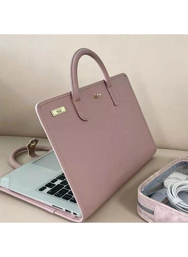 Arabest Pink Laptop Bag PU Laptop Protective Case for for Macbook, Lenovo, Xiaomi, Huawei, Suitable for 14 Inches - Image 1